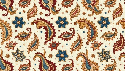 Wall Mural - Subtle paisley pattern in muted earth tones Seamless repeat, ideal for various applications , aesthetic, surface pattern