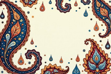 Wall Mural - Classic paisley design with flowing lines and teardrop shapes, muted color palette, pattern, muted