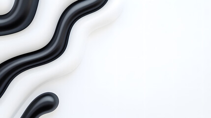 Wall Mural - abstract black and white liquid or paint swirl top view isolated on white background