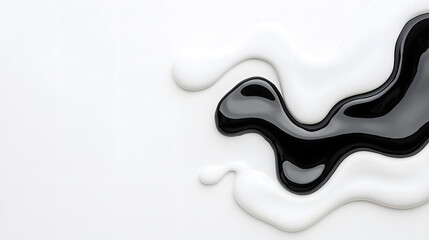 Wall Mural - abstract black and white liquid or paint swirl top view isolated on white background