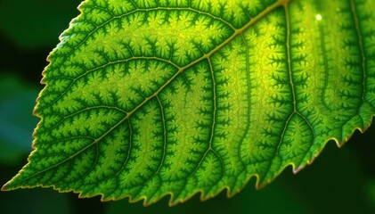 Intricate natural leaf vein structure showcasing branching fractal pattern , network, image
