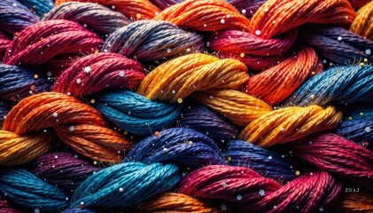 Poster - intricate woven threads, rich colors, seamless repeat , thread, textile
