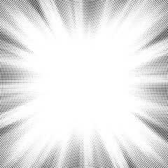 Aufkleber - Halftone gradient sun rays pattern. Abstract halftone vector dots background. monochrome dots pattern. Vector background in comic book style with sunburst rays and halftone. Retro pop art design.