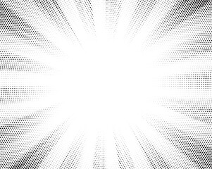 Aufkleber - Halftone gradient sun rays pattern. Abstract halftone vector dots background. monochrome dots pattern. Vector background in comic book style with sunburst rays and halftone. Retro pop art design.