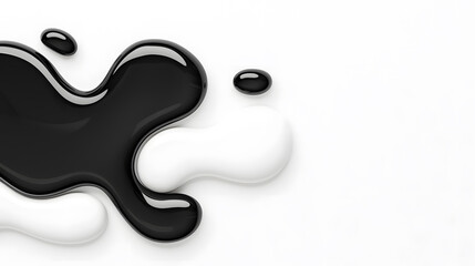 Wall Mural - abstract black and white liquid or paint swirl top view isolated on white background