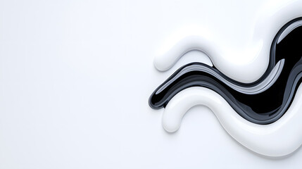 Wall Mural - abstract black and white liquid or paint swirl top view isolated on white background