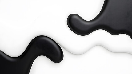 Wall Mural - abstract black and white liquid or paint swirl top view isolated on white background