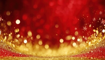 Poster - festive red and gold glitter background with bokeh and sparkles for christmas card, banner, or luxury holiday design

