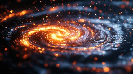 Wall Mural - Swirling galaxy with glowing lights against a dark cosmic backdrop