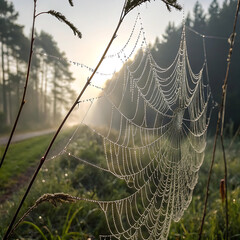spider web in the morning