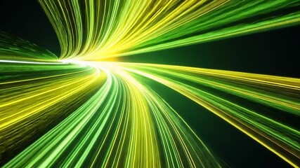 Wall Mural - vibrant swirls of green and yellow light creating motion trails on a black background for digital ar
