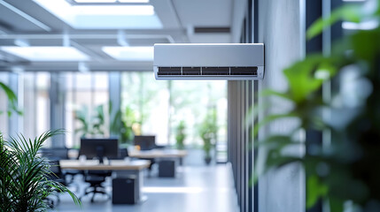 Wall Mural - a smart air conditioning system, office building with automated ac adjusting temperature based on oc
