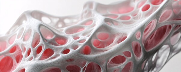 Aufkleber - Abstract 3d rendering of white porous substance with crimson voids