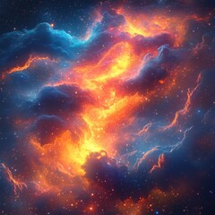Wall Mural - ethereal cosmic nebula with vibrant orange and blue hues creating a mesmerizing celestial spectacle 