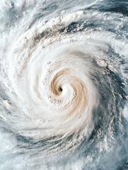 Wall Mural - Aerial View of a Powerful Hurricane Swirling Over the Ocean with Intense Cloud Formations and Dramatic Sky
