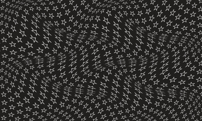 Fototapete - abstract outline white star wave pattern on dark can be used background, banner, poster.