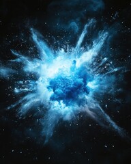 Wall Mural - captivating explosion of vibrant blue powder against a dark backdrop creating a dynamic and artistic