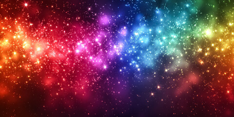 Wall Mural - colorful galaxy of stars with a rainbow background. the stars are scattered throughout the image, wi