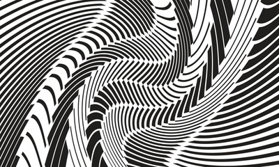 Fototapete - abstract geometric black twist line pattern can be used background, banner, poster.