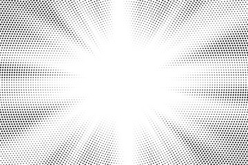 Aufkleber - Halftone gradient sun rays pattern. Abstract halftone vector dots background. monochrome dots pattern. Vector background in comic book style with sunburst rays and halftone. Retro pop art design.