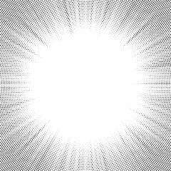 Aufkleber - Halftone gradient sun rays pattern. Abstract halftone vector dots background. monochrome dots pattern. Vector background in comic book style with sunburst rays and halftone. Retro pop art design.
