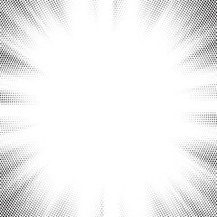 Leinwandbilder - Halftone gradient sun rays pattern. abstract halftone vector dots background. monochrome dots pattern. pop art, comic small dots. star rays halftone poster. shine, explosion. sunrise rays background.