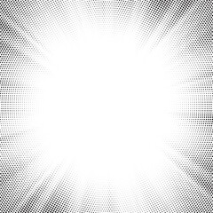 Aufkleber - Halftone gradient sun rays pattern. abstract halftone vector dots background. monochrome dots pattern. pop art, comic small dots. star rays halftone poster. shine, explosion. sunrise rays background.