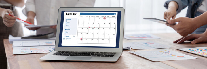 Leinwandbilder - Calendar on computer software application for brisk schedule planning for personal organizer and online business