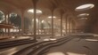 © Ronald - A large interior space featuring columns and large circular skylights