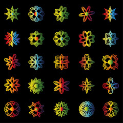the crisp lines and smooth gradients suggest the design is created using vector graphics software, m