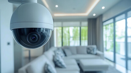 Wall Mural - a smart home security system, modern house with ai-driven surveillance cameras, home tech style