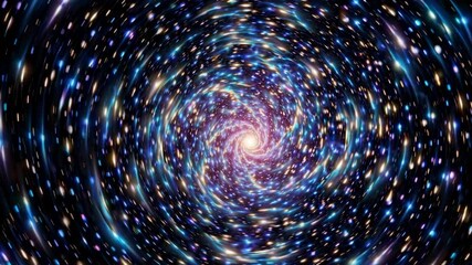 Wall Mural - Bright stars rotating around a central point, forming a mesmerizing cosmic tunnel, ideal for space exploration and science fiction projects