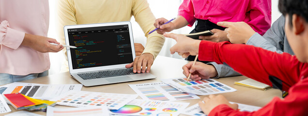 Wall Mural - software development programming on computer screen for brisk application and program coding