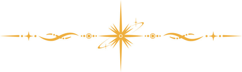 Wall Mural - Magic border with stars and moon. Celestial mystic ornament. Astrology tarot golden element with sun symbol. Fantasy divider with spiritual decoration