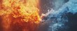 © HISTOCK - Abstract image capturing the clash of opposing elements, fire and water, portraying conflict, duality, and the harmony of nature