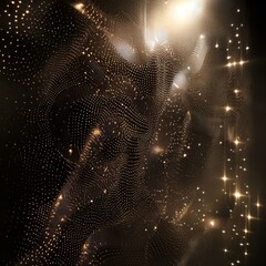 Aufkleber - Golden Web: An abstract background of curved lines and dots creating a textured pattern with sparkling light effects.