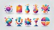 © Habibur Rahaman - Vibrant Colorful Abstract Icons Global Business Strategy Design Elements idea data chart globe