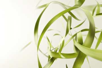 Leinwandbilder - Swirling green ribbons create a dynamic composition in a light and airy setting