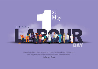 happy labour day or international workers day vector illustration. labor day and may day celebration