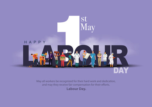 happy Labour day or international workers day vector illustration. labor day and may day celebration design.
