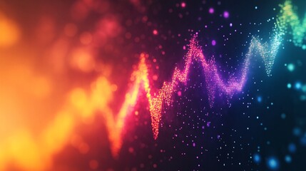 Poster - Abstract colorful wave flowing in digital space background