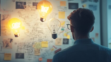 Aufkleber - Businessman looking for new ideas for his startup