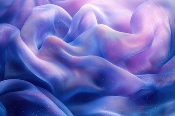 Aufkleber - Ethereal folds of blue and purple fabric create a dreamy, cosmic-like landscape with soft lighting and sparkling details.