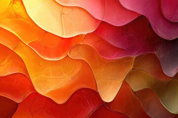 Fototapete - Abstract artwork featuring warm, flowing organic shapes with a gradient from yellow to red, creating a textured and dynamic composition.