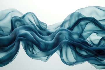 Leinwandbilder - An abstract image of flowing, translucent teal fabric creates a sense of movement and elegant form against a bright background.