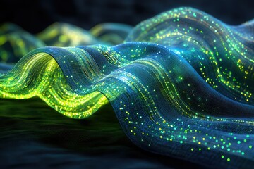 Poster - Abstract flowing fiber optic lines create a dynamic, futuristic, and visually captivating digital art piece with light.