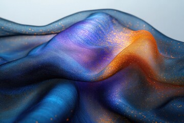 Aufkleber - Swirling silk fabric with luminous blues, purples, and golds, shimmering with sparkling accents and captivating texture.
