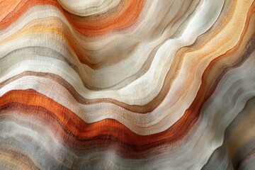 Aufkleber - Abstract close-up of flowing fabric featuring earth-toned waves in shades of white, brown, and orange.