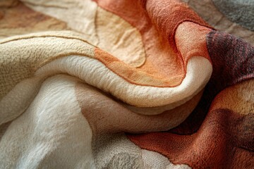 Fototapete - Soft and textured fabric with warm earthy tones creating a swirling and inviting abstract pattern.