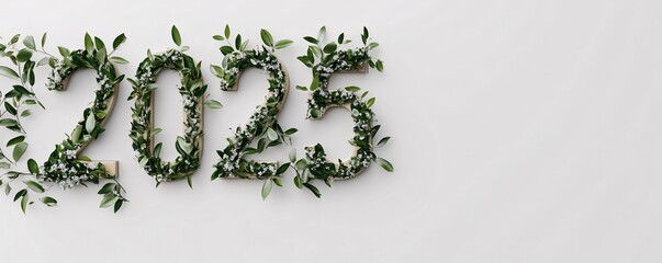 Wall Mural - 2025 floral numbers design for new year celebration